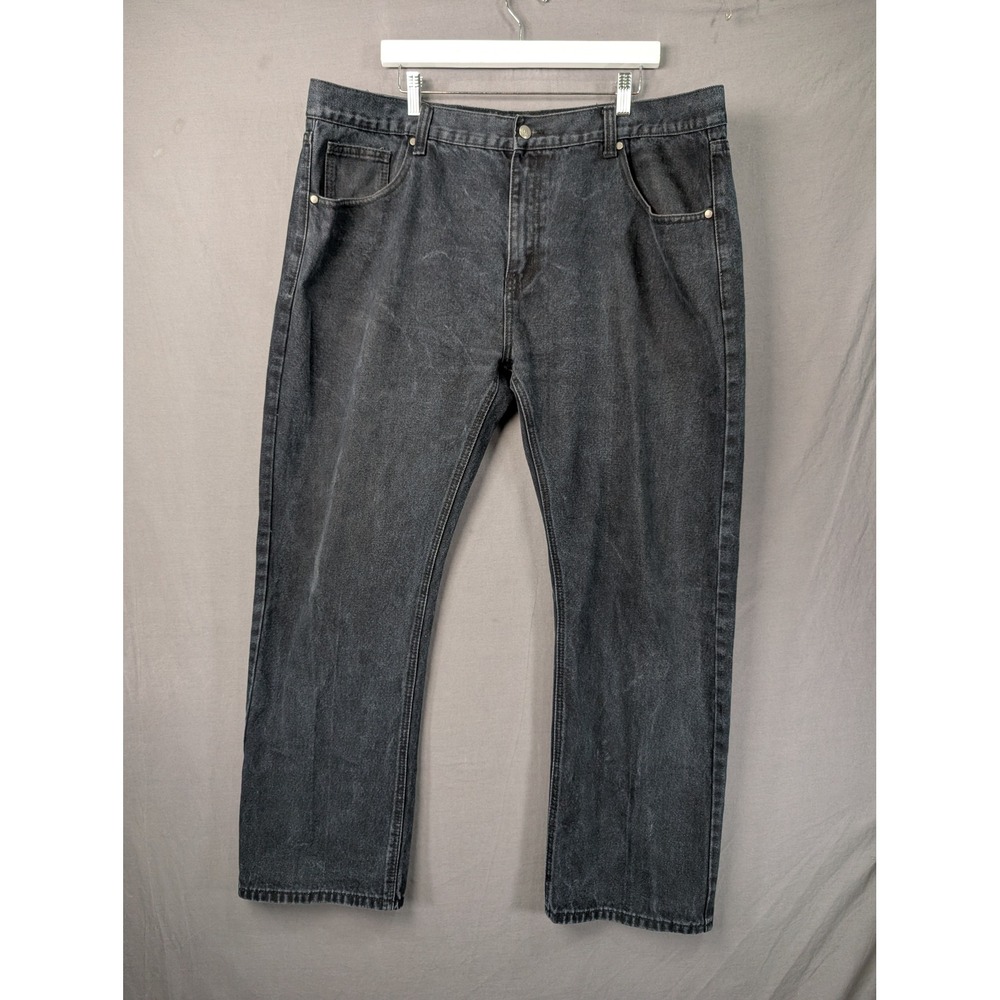 Linea Uomo Mens Relaxed Straight Fit Jeans Black Denim 44x32